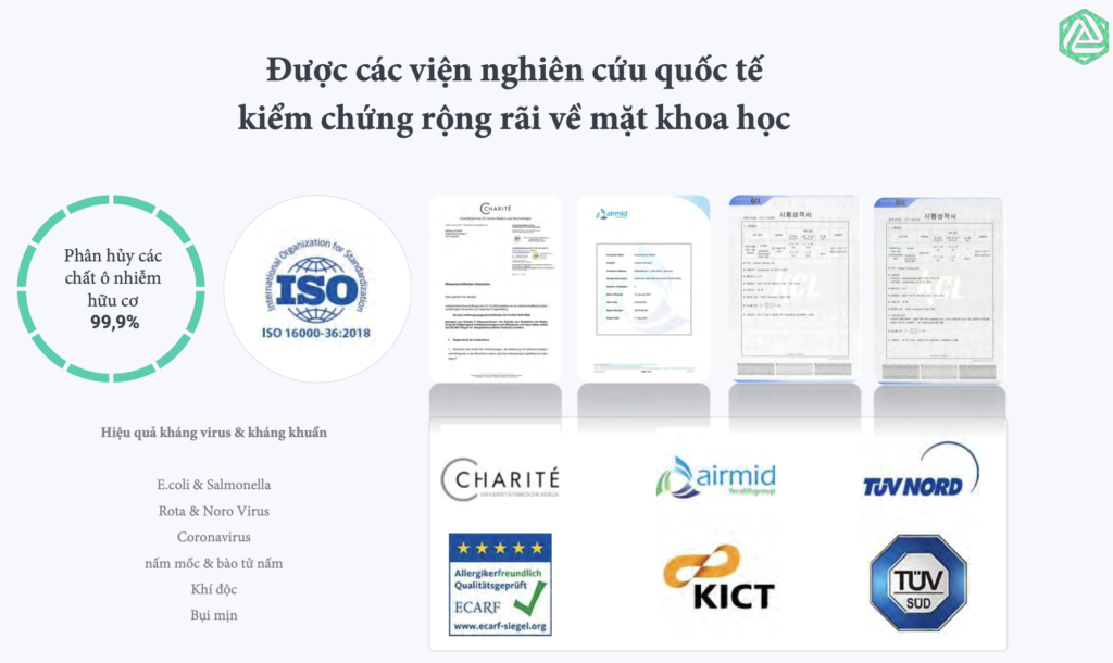 máy lọc không khí, máy diệt virus, khử mùi, lọc bụi mịn, kiểm chứng khoa học